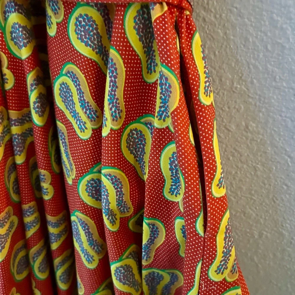 Fun Dress Travel/Work/Casual Papaya Print Sleeveless A-Line Swing Dress W/ Belt - Picture 7 of 11